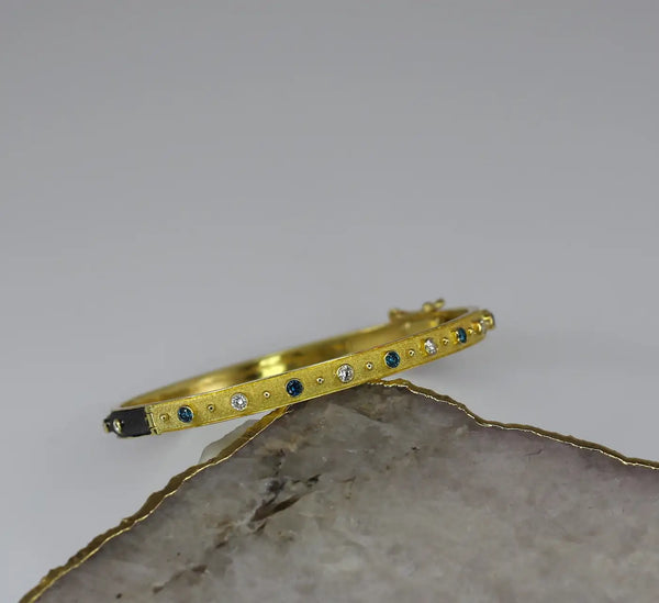 Georgios Collections 18 Karat Yellow Gold Rhodium Reversible Diamond Bracelet