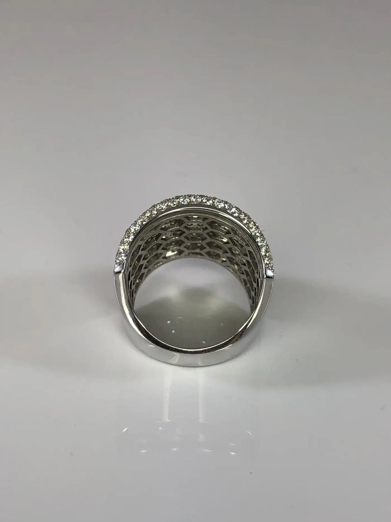 Georgios Collections 18 Karat White Gold Pave Diamond Wide Band Ring