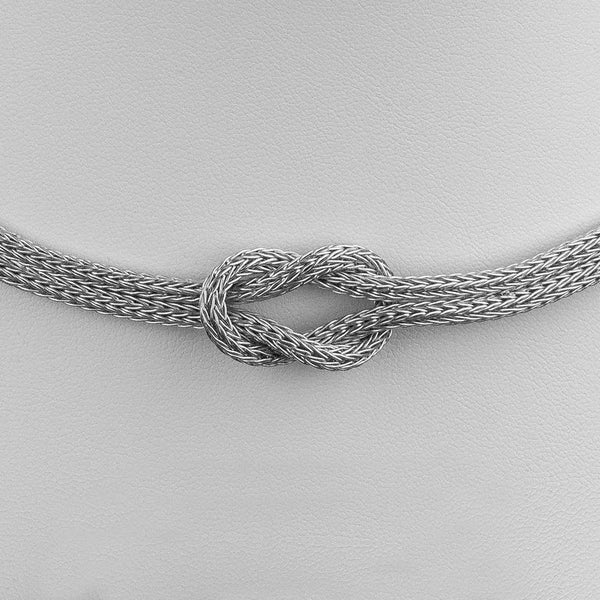 18 Karat White Gold Rope Necklace with Hercules Knot