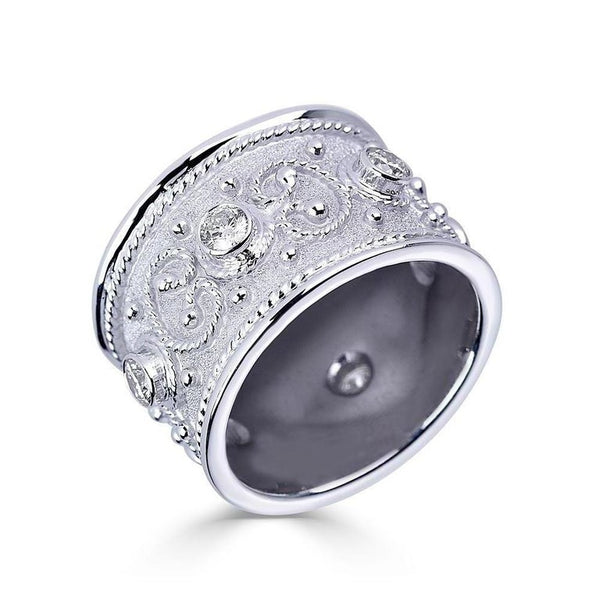 18 Karat White Gold Diamond Unisex Band Ring