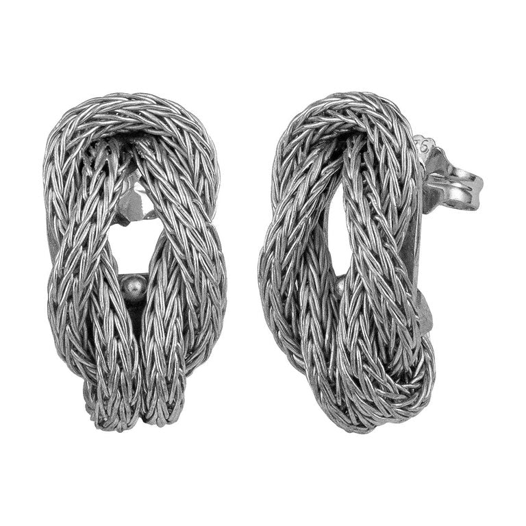18 Karat White Gold Rope Earrings with Hercules Knot