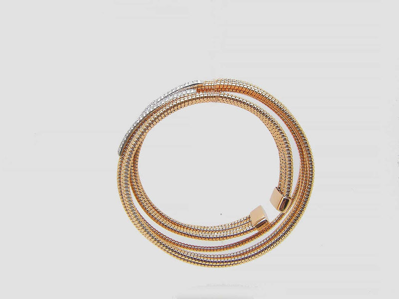 18 Karat Rose White Gold Diamond Flexible Cuff Bracelet