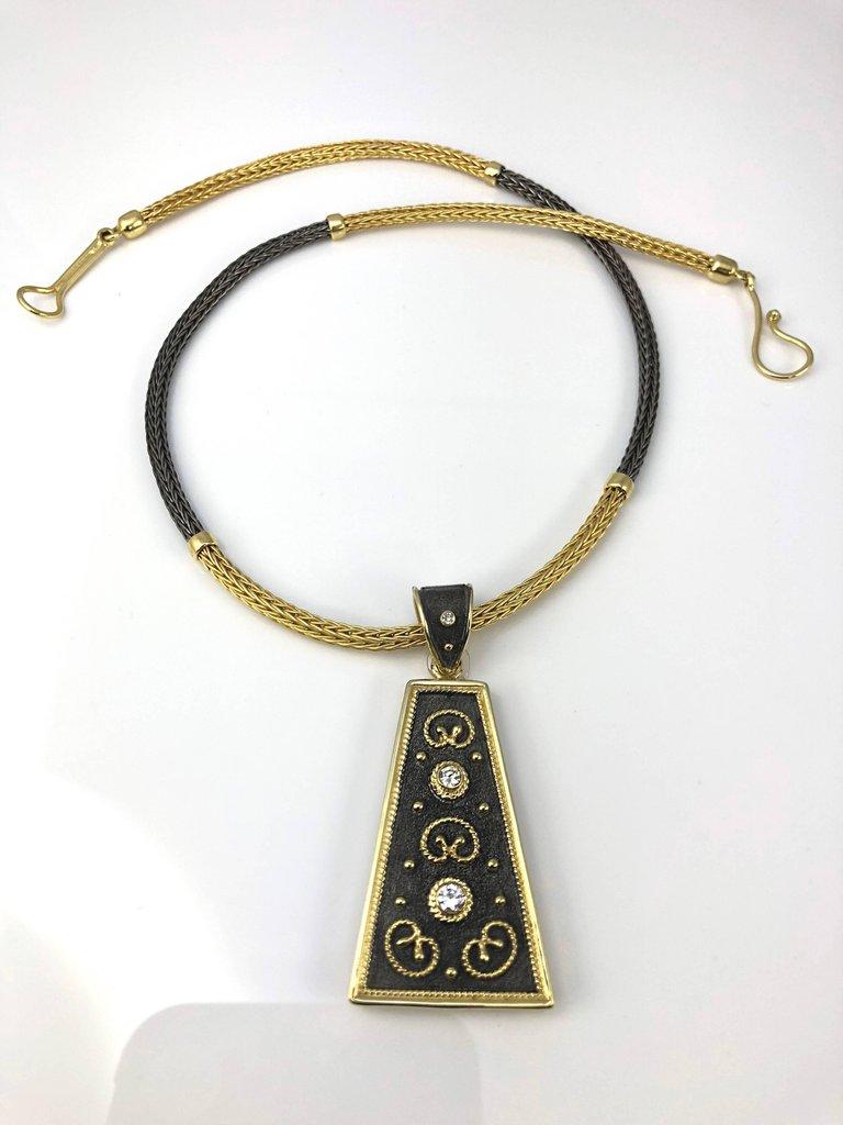 18 Karat Gold Diamond and Coin Reversable Pendant Necklace
