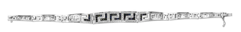 18 Karat White Gold Diamond Sapphire Greek Key Bracelet