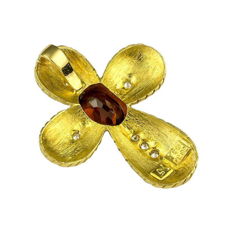 18 Karat Yellow Gold Ruby and Diamond Byzantine Style Cross