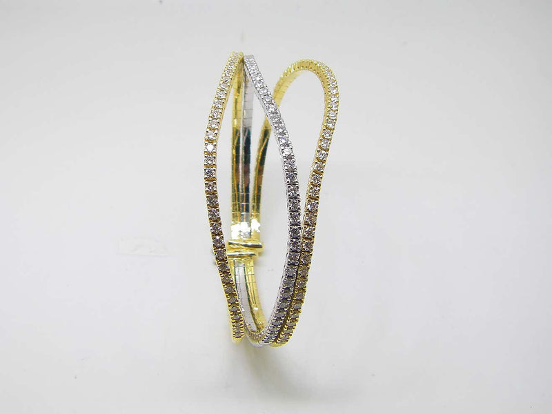 18 Karat Yellow and White Gold Diamond Cuff Bracelet