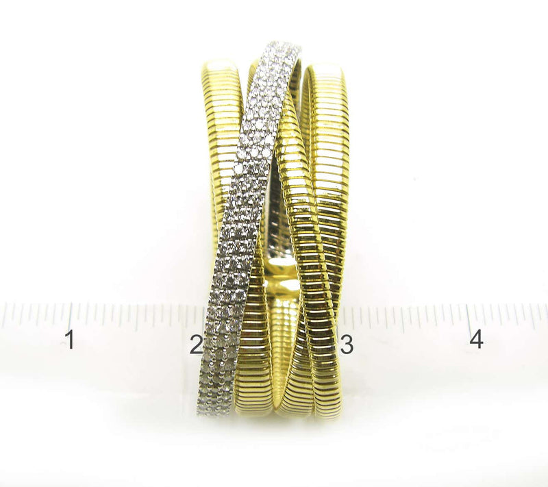 18 Karat White and Yellow Gold Diamond Cuff Bangle Bracelet