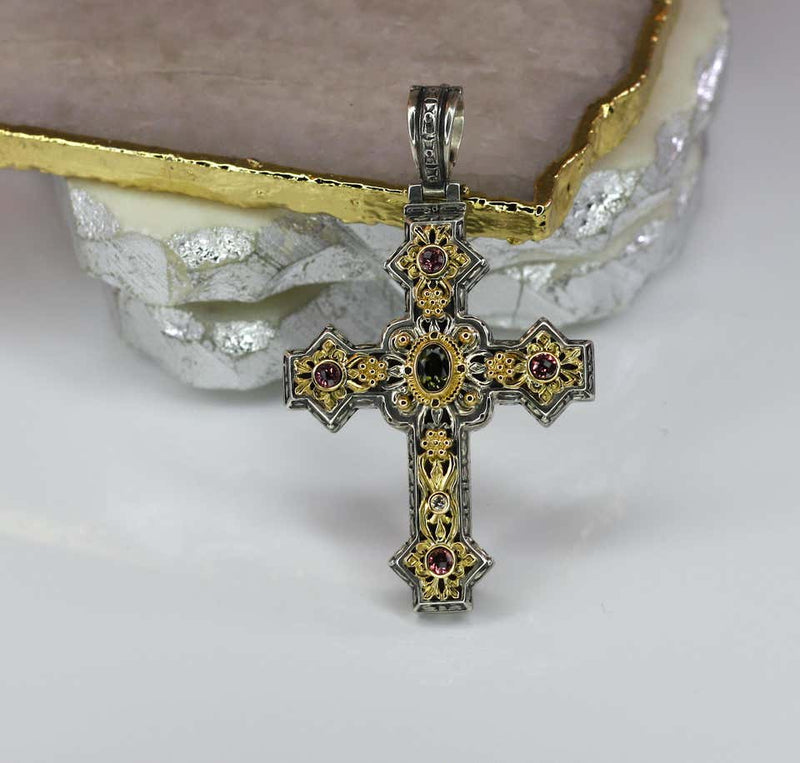 18 Karat Gold and Silver Citrine Amethyst Diamond Bracelet