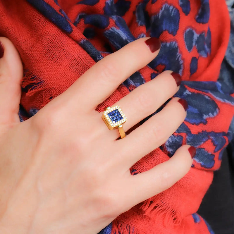 Georgios Collections 18 Karat Yellow Double Face Ring with Rubies and Sapphires