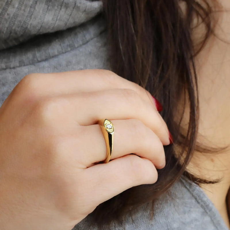 Georgios Collections 18 Karat Yellow Gold Evil Eye Diamond Ring