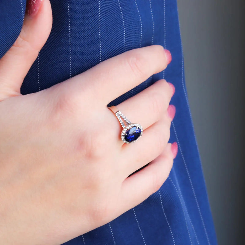 Georgios Collections 18 Karat White Gold Oval Sapphire Ring with Diamonds