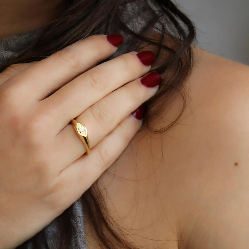 Georgios Collections 18 Karat Yellow Gold Evil Eye Diamond Ring