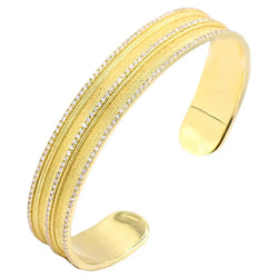 Georgios Collections 18 Karat Yellow Gold Diamond Byzantine Wide Bangle Bracelet