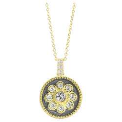 Georgios Collections 18 Karat Yellow Gold Diamond Pendant with Black Rhodium