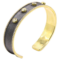 Georgios Collections 18 Karat Yellow Gold Black Rhodium Diamond Bangle Bracelet