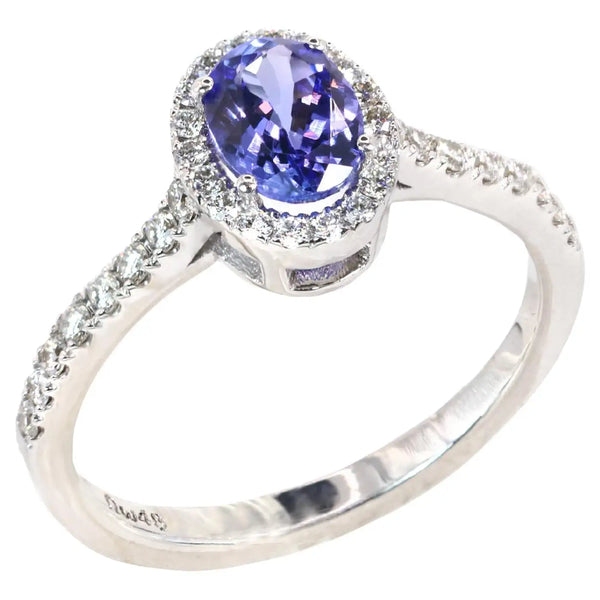 Georgios Collections 18 Karat White Gold Oval Tanzanite Ring with Diamonds