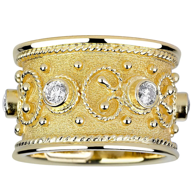 Georgios Collection 18 Karat Yellow Gold Diamond Custom Wide Eternity Band Ring