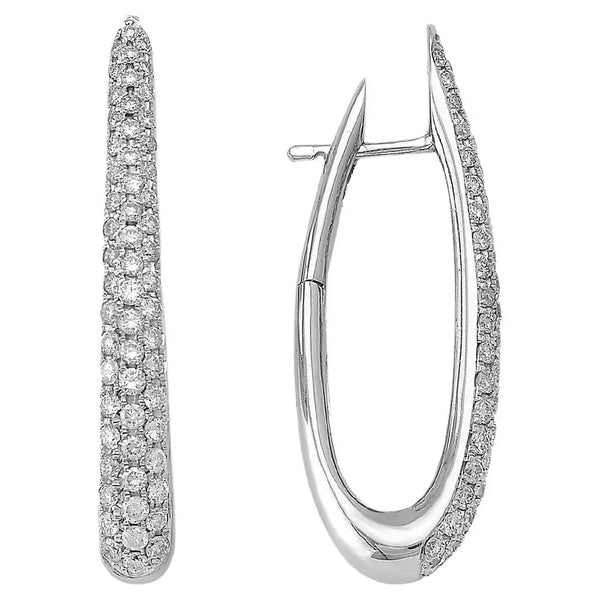 Georgios Collections 18 Karat White Gold Long Oval Hoop Diamond Earrings