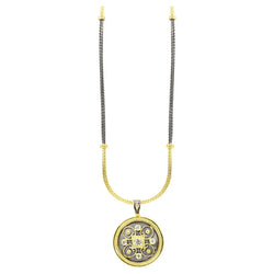 Georgios Collections 18 Karat Yellow Gold Diamond Coin Pendant with Rhodium