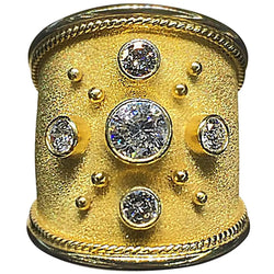 Georgios Collections 18 Karat Yellow Gold Wide Diamond Band Ring