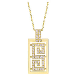 Georgios Collections 18 Karat Yellow Gold Greek Key Design Diamond Pendant