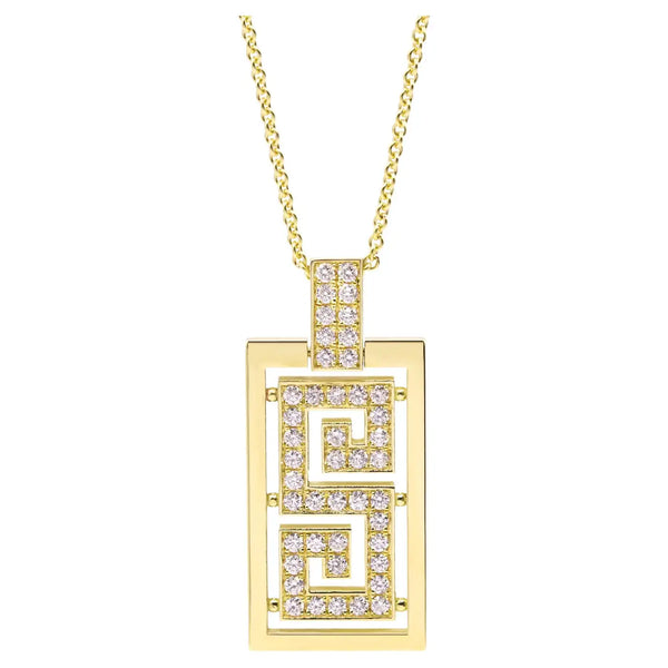 Georgios Collections 18 Karat Yellow Gold Greek Key Design Diamond Pendant