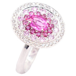 Georgios Collections 18K White Gold Pink Sapphire and Diamonds Ring