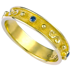 Georgios Collections 18 Karat Yellow Gold Blue Diamond Band Granulation Ring