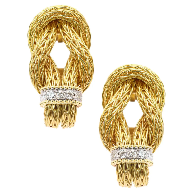 Georgios Collections 18 Karat Yellow Gold Byzantine Earrings with Diamonds