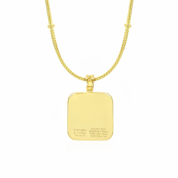 Georgios Collections 18 Karat Yellow Gold Tourmaline and Blue Diamond Pendant