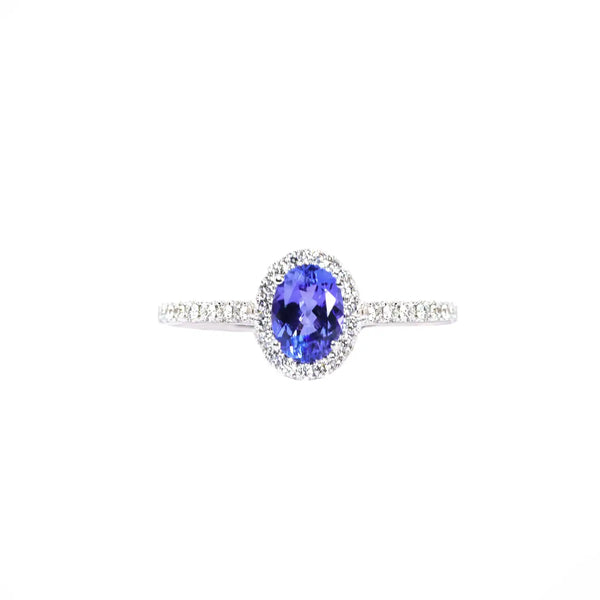 Georgios Collections 18 Karat White Gold Oval Tanzanite Ring with Diamonds