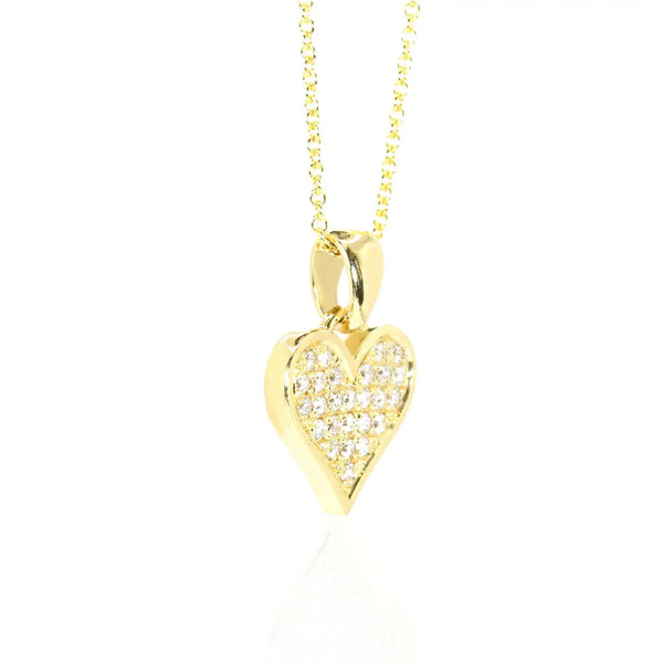 Georgios Collections 18 Karat Yellow Gold Diamond Heart Pendant Necklace