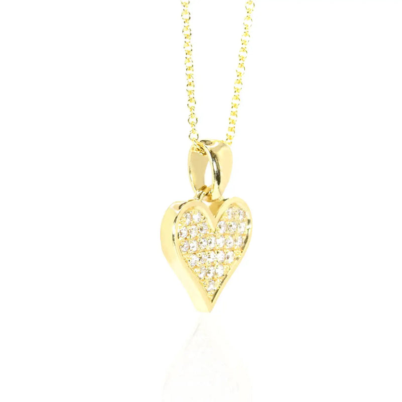 Georgios Collections 18 Karat Yellow Gold Diamond Heart Pendant Necklace