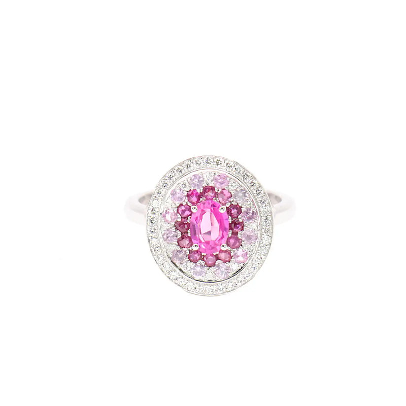 Georgios Collections 18K White Gold Pink Sapphire and Diamonds Ring