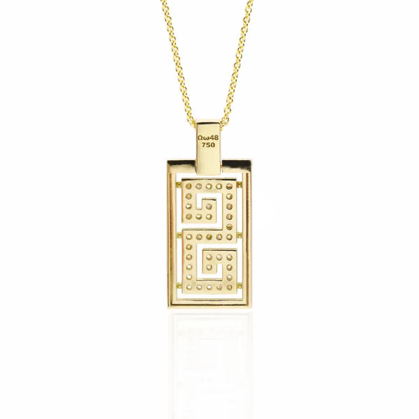 Georgios Collections 18 Karat Yellow Gold Greek Key Design Diamond Pendant