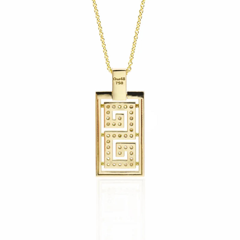 Georgios Collections 18 Karat Yellow Gold Greek Key Design Diamond Pendant