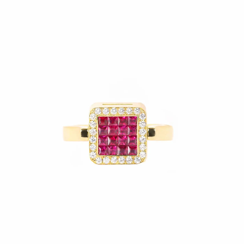 Georgios Collections 18 Karat Yellow Double Face Ring with Rubies and Sapphires