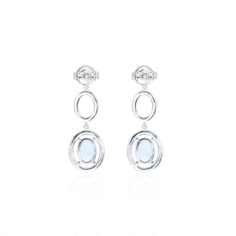 Georgios Collections 18 Karat White Gold Oval Aquamarine Earrings with Diamonds
