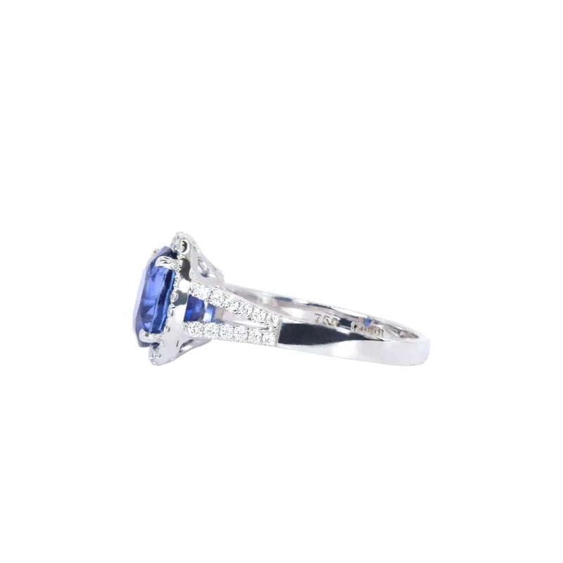 Georgios Collections 18 Karat White Gold Oval Sapphire Ring with Diamonds