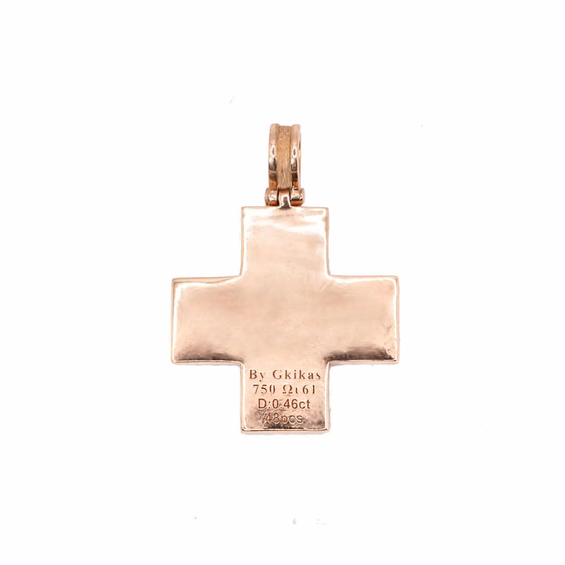 Georgios Collection 18 Karat Rose Gold Diamond Granulated Cross with Chain