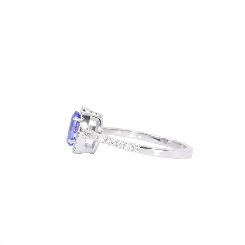 Georgios Collections 18 Karat White Gold Oval Tanzanite Ring with Diamonds