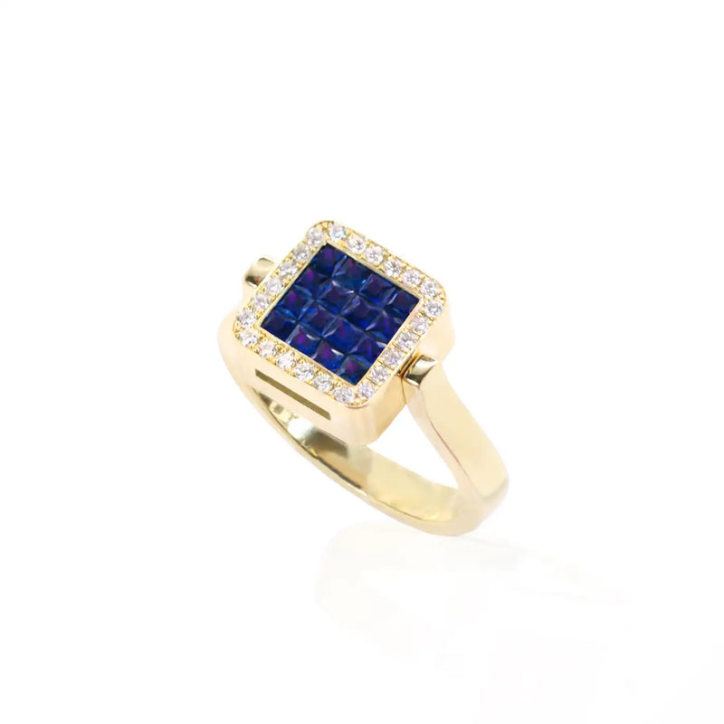Georgios Collections 18 Karat Yellow Double Face Ring with Rubies and Sapphires