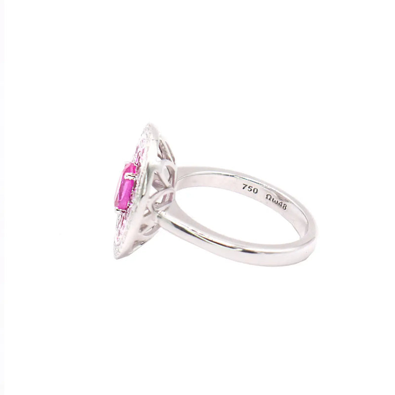 Georgios Collections 18K White Gold Pink Sapphire and Diamonds Ring