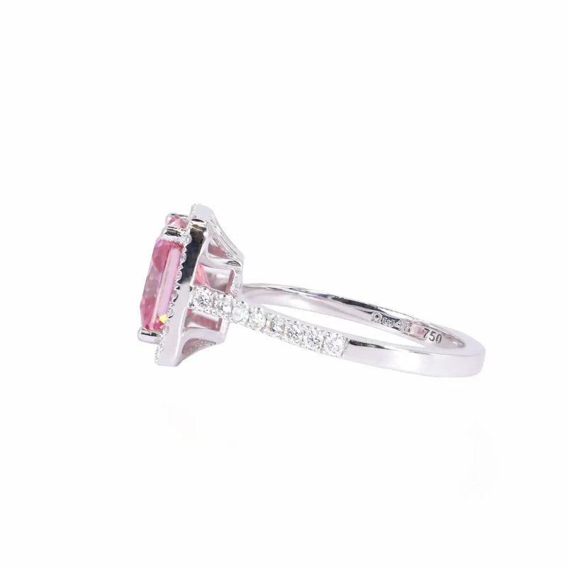 Georgios Collections 18 Karat White Gold Pink Moissanite Ring with Diamonds