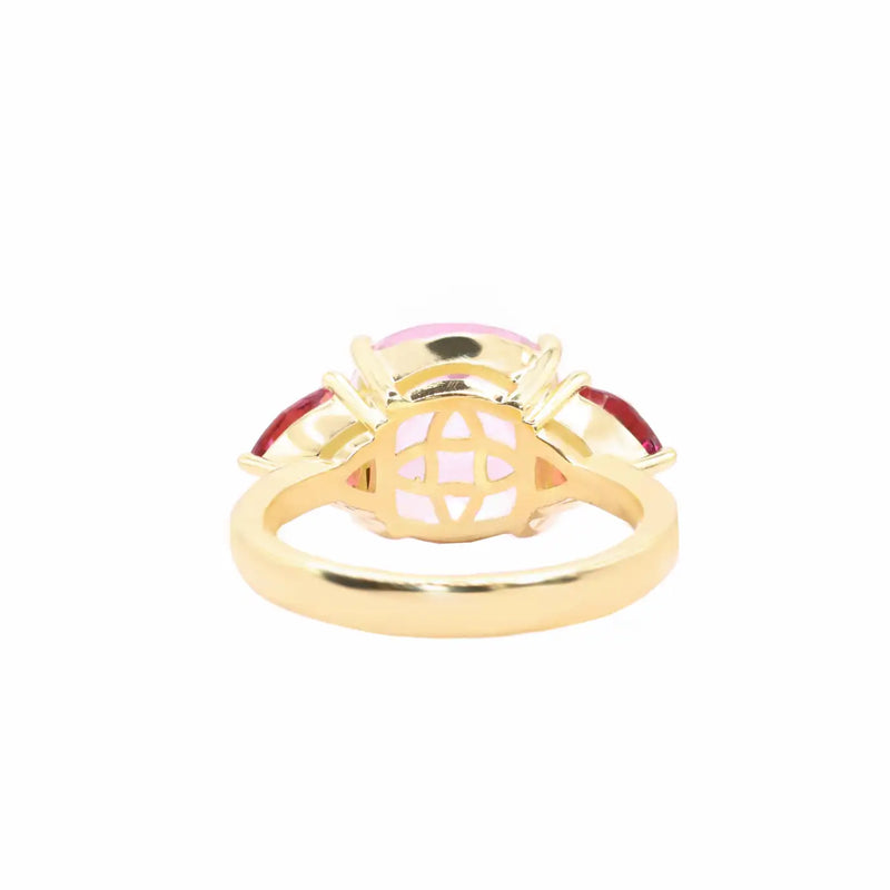 Georgios Collections 18 Karat Yellow Kunzite Cushion Ring with Tourmalines