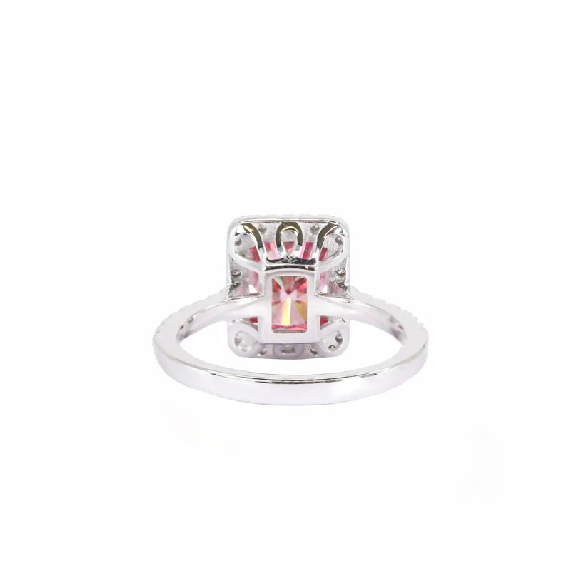 Georgios Collections 18 Karat White Gold Pink Moissanite Ring with Diamonds