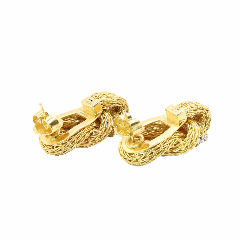 Georgios Collections 18 Karat Yellow Gold Byzantine Earrings with Diamonds