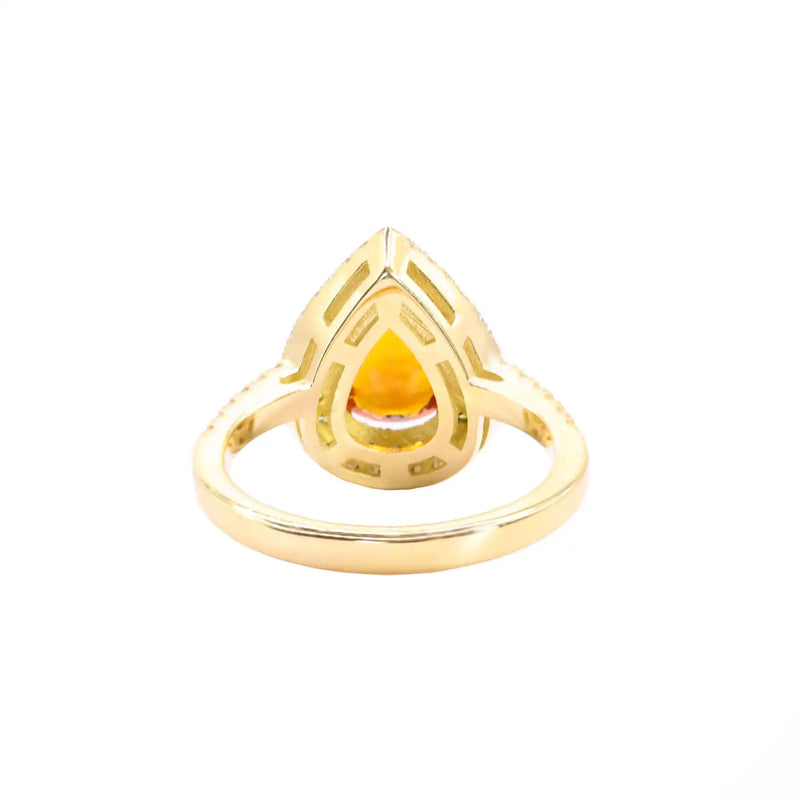 Georgios Collections 18 Karat Yellow Gold Orange Sapphire & Green Diamods Ring
