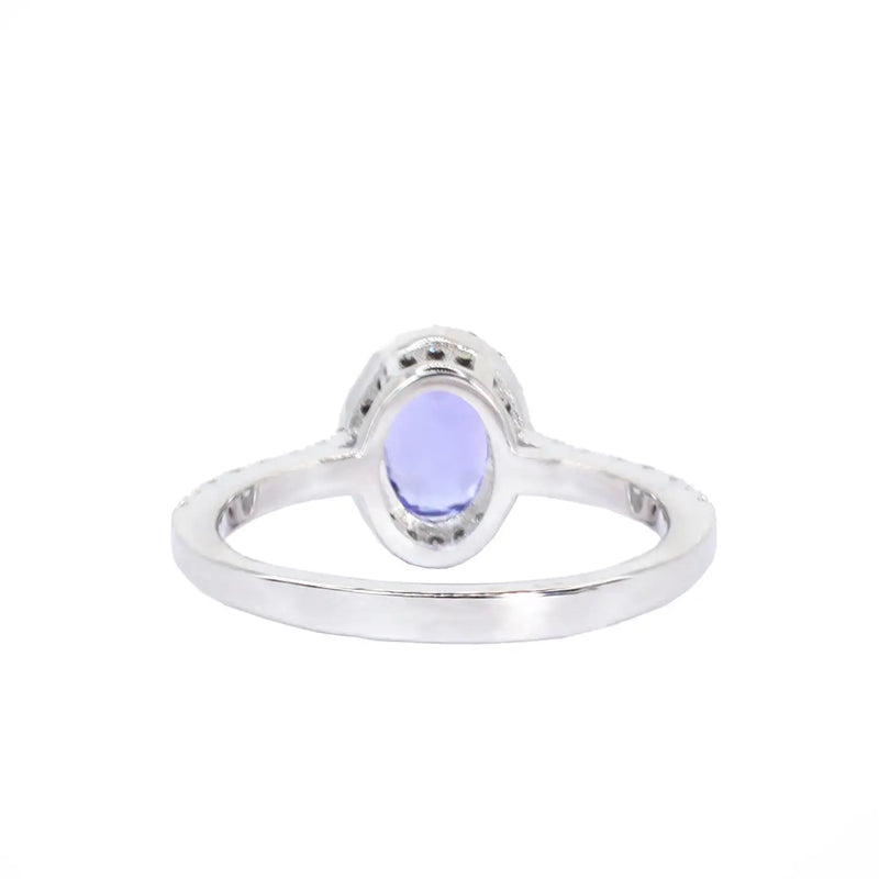 Georgios Collections 18 Karat White Gold Oval Tanzanite Ring with Diamonds