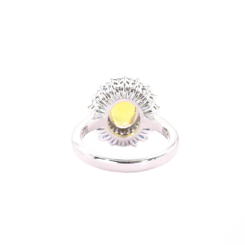 Georgios Collections 18 Karat White Gold Oval Yellow Sapphire Ring with Diamonds